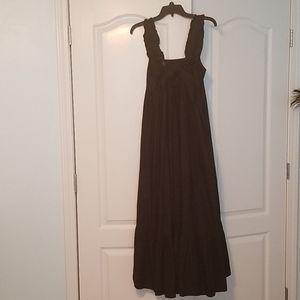 Free People Ruffle Open Tie black maxi dress